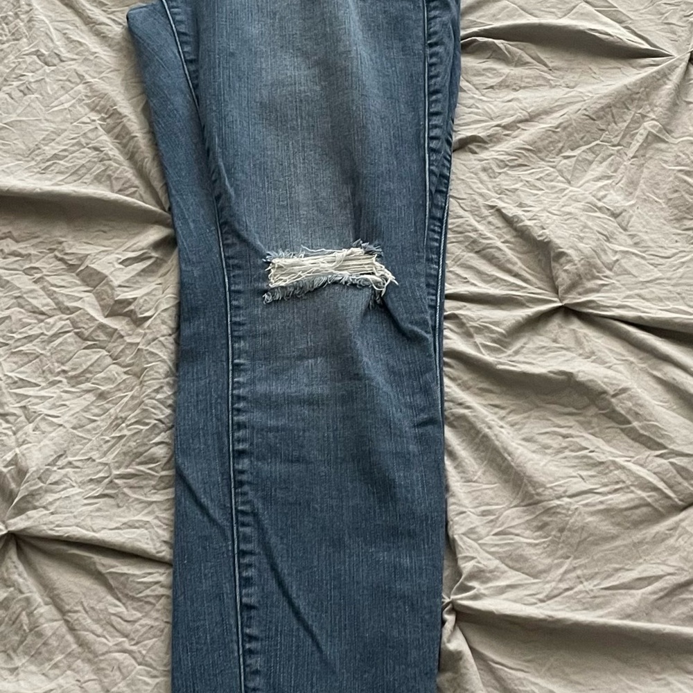 Torrid Bombshell Skinny Distressed Blue Jeans with Button Fly